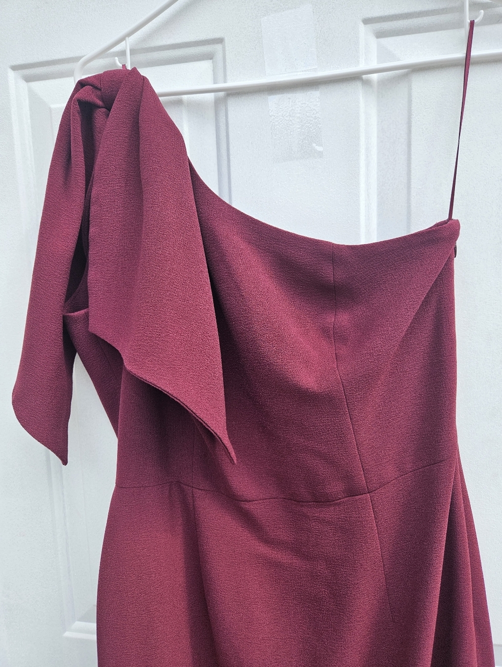 Dress The Population Tiffany Burgundy One Shoulder Midi Dress Bridal Coctail L - Picture 4 of 16